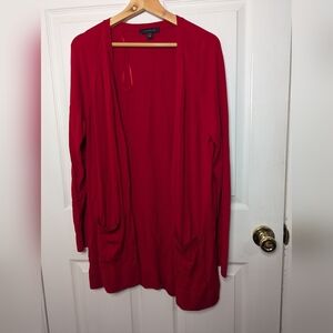 Ann Taylor Womens Sweater Red Cardigan Size XL Thin Lightweight Top Long Sleeve
